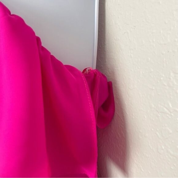 Amanda Uprichard pink fuchsia ruffle top one shoulder mini dress tunic S - Picture 7 of 14